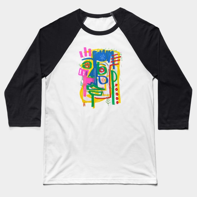 face Baseball T-Shirt by Angel Rivas